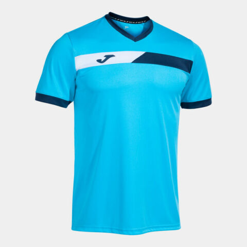 T-SHIRT JOMA TUNISIE-MAILLOT MANCHES COURTES HOMME COURT TURQUOISE FLUO BLEU MARINE BLANC